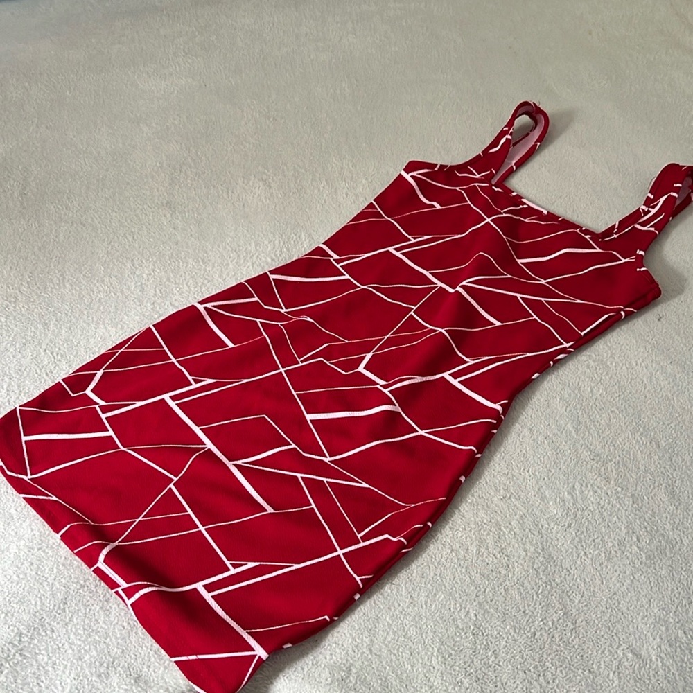 Red and white bodycon dress
